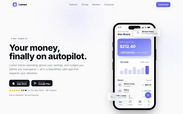 Lumen — Mobile App Landing Theme design preview
