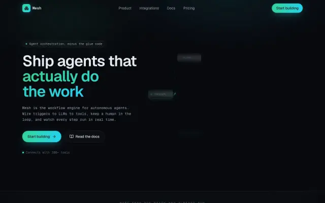 Mesh — AI Agent Workflow Theme design preview